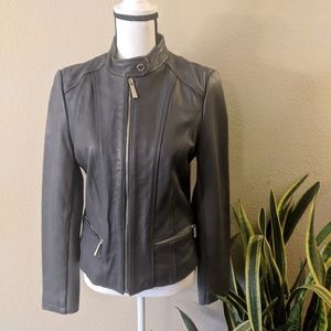 Michael Kors dark grey leather jacket size m